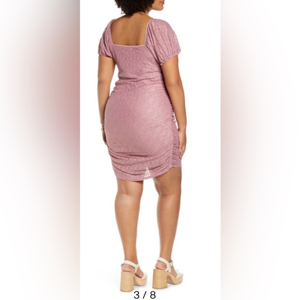 BP PINK RUCHED LACE MINIDRESS Size Medium NWT - Picture 3 of 13